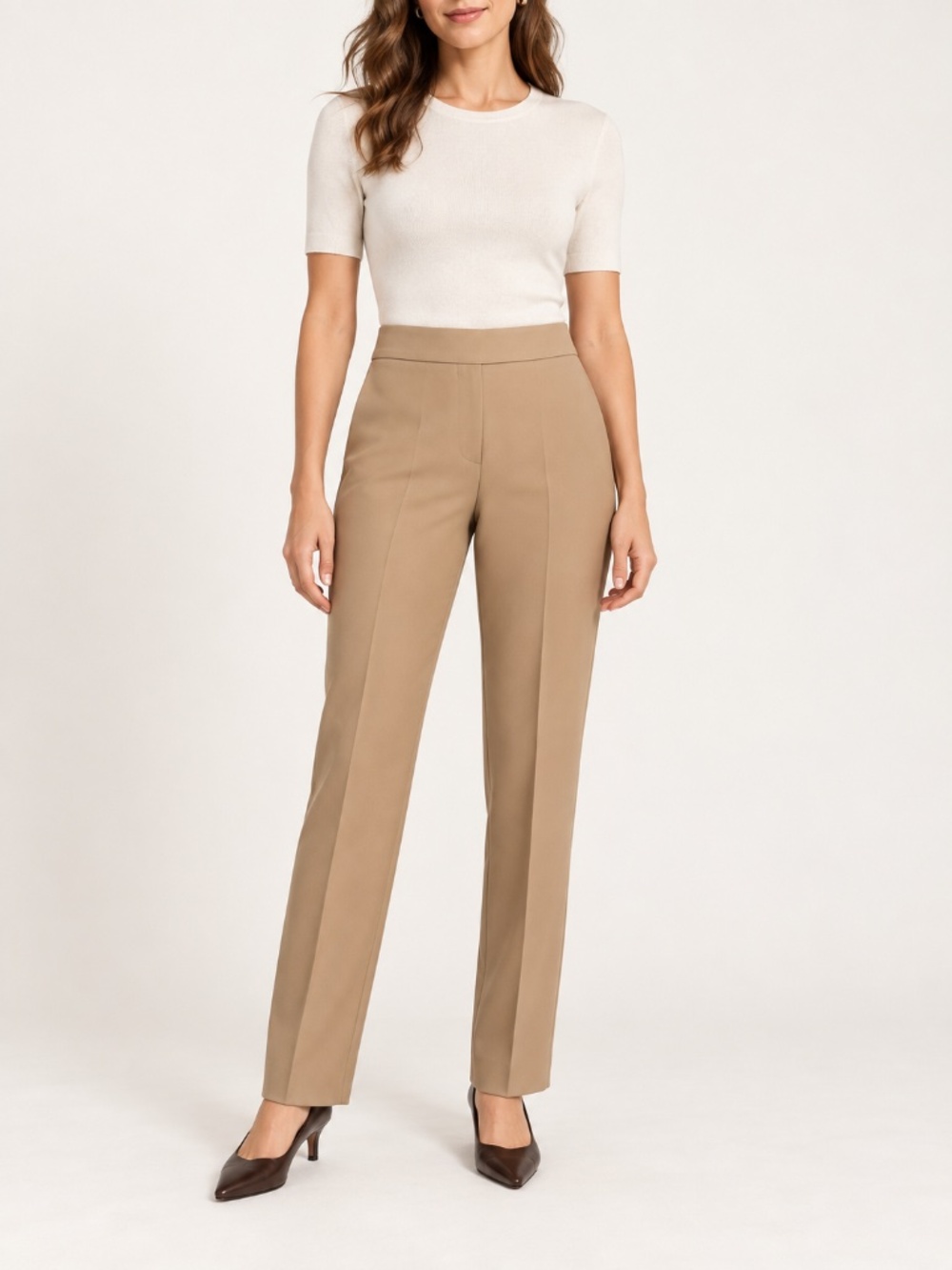 Ann Taylor Beige Side Zip High Rise Trouser Pants Size 8 NWT